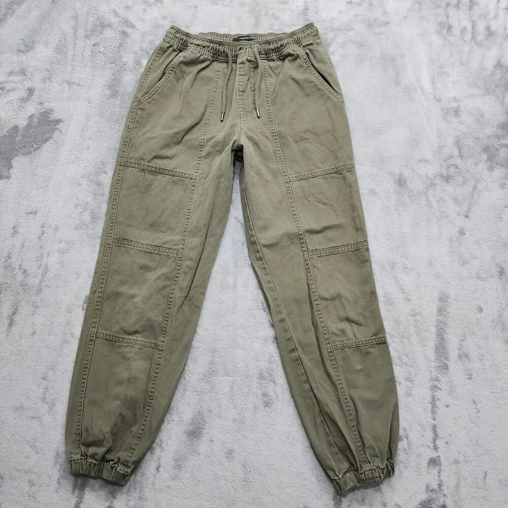 Forever 21 Pants Womens S Green Pull On Jogger Safari Military Casual Gorpcore‎